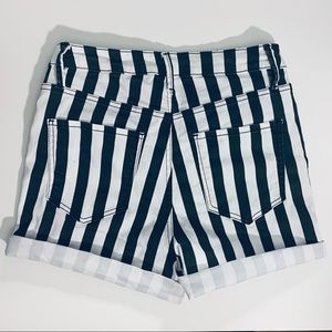 Black and White Striped High-Waisted Shorts